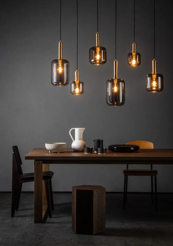 Lucide JOANET - Pendant light - 6xE27 - Smoke Grey - atmosphere 1